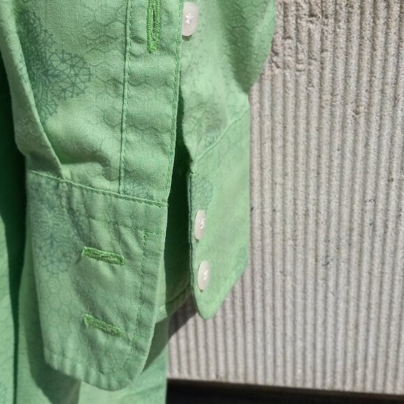 Perry Ellis Button Front Shirt Long Sleeves Green Honeycomb & Paisley Vintage L - Picture 6 of 15